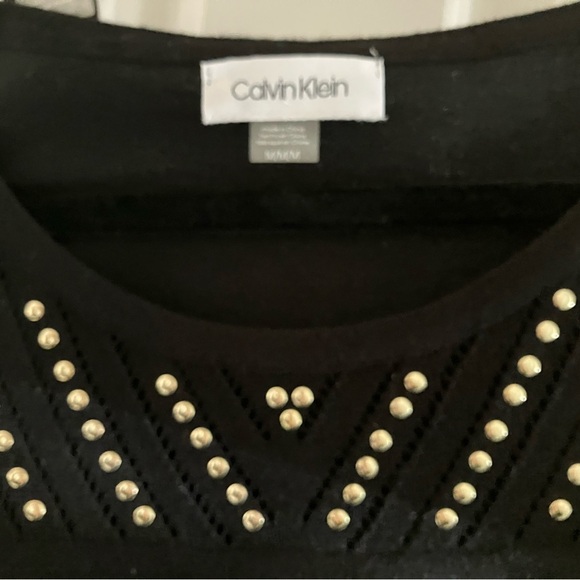 Calvin Klein Black Sweater Dress with Gold Stud Accents - Picture 6 of 6